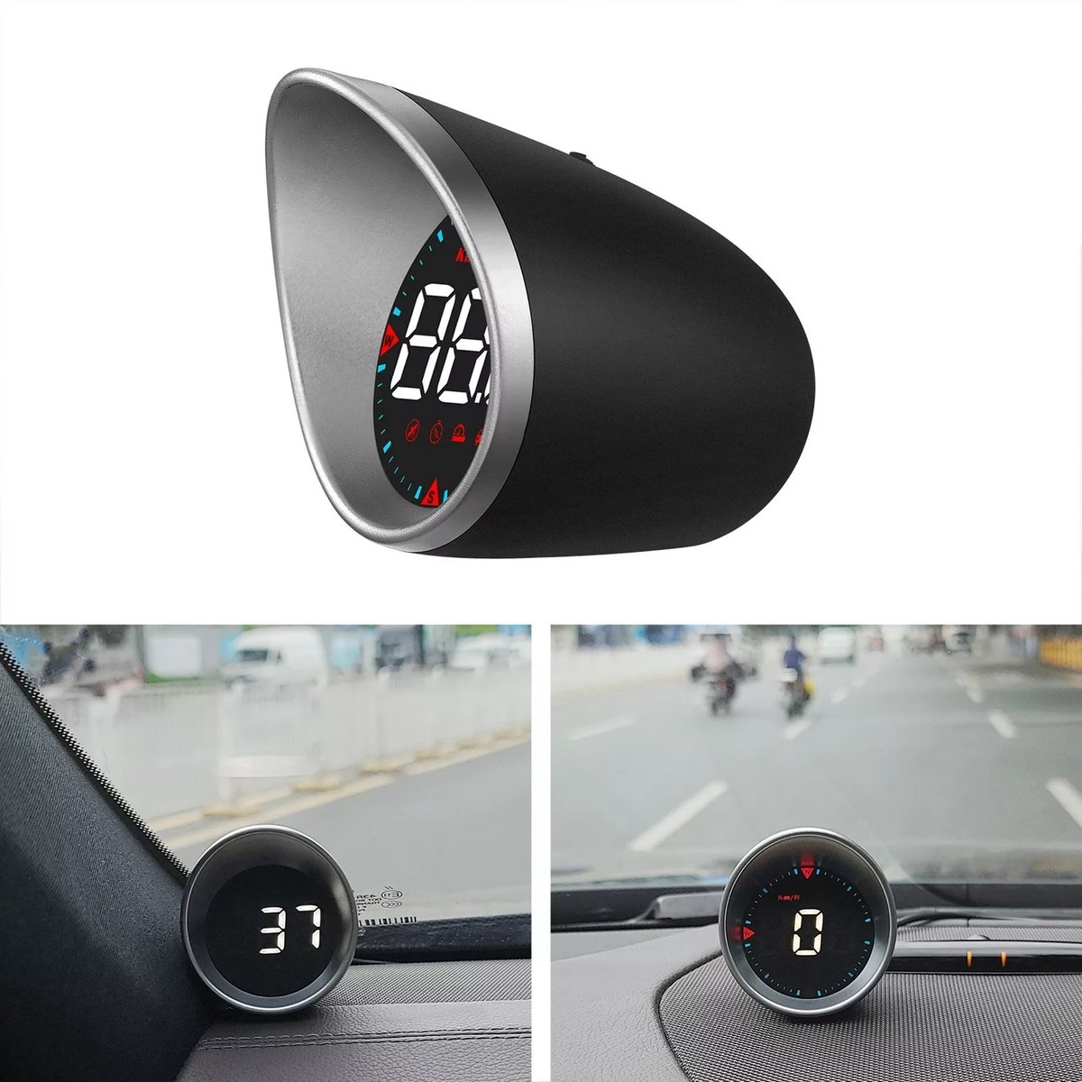 Car Digital Head-Up Display Speedometer Mileage Tracker Compass with Safety Alarms