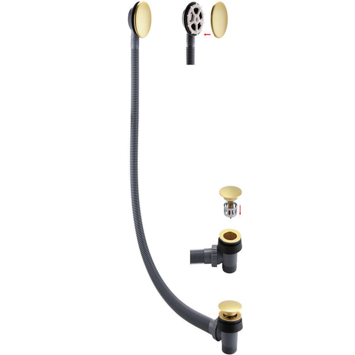 Celeste Sprung Bath Waste Overflow - Brushed Brass