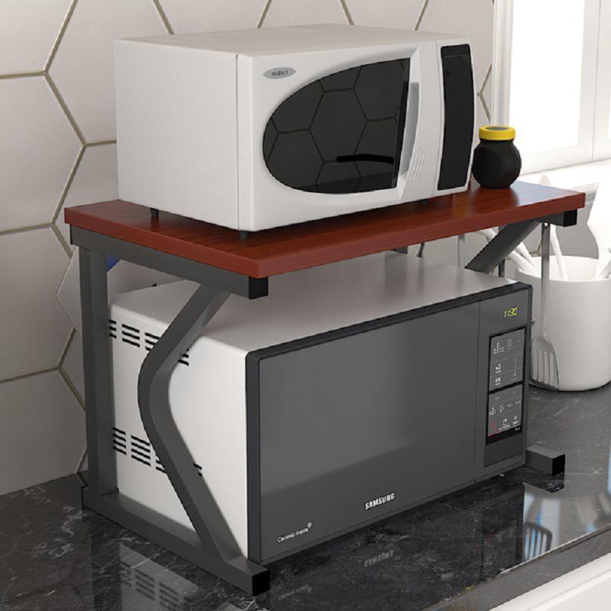 Convenient Microwave Storage Rack Shelf 8211 Space-Saving Kitchen Organizer