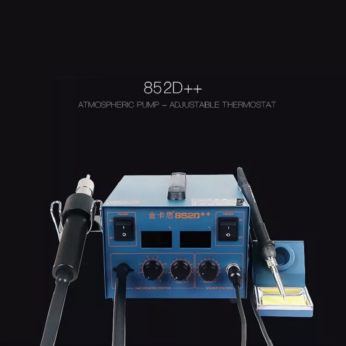 KAISI 852D Adjustable Anti-static Soldering Iron and Hot Air Gun