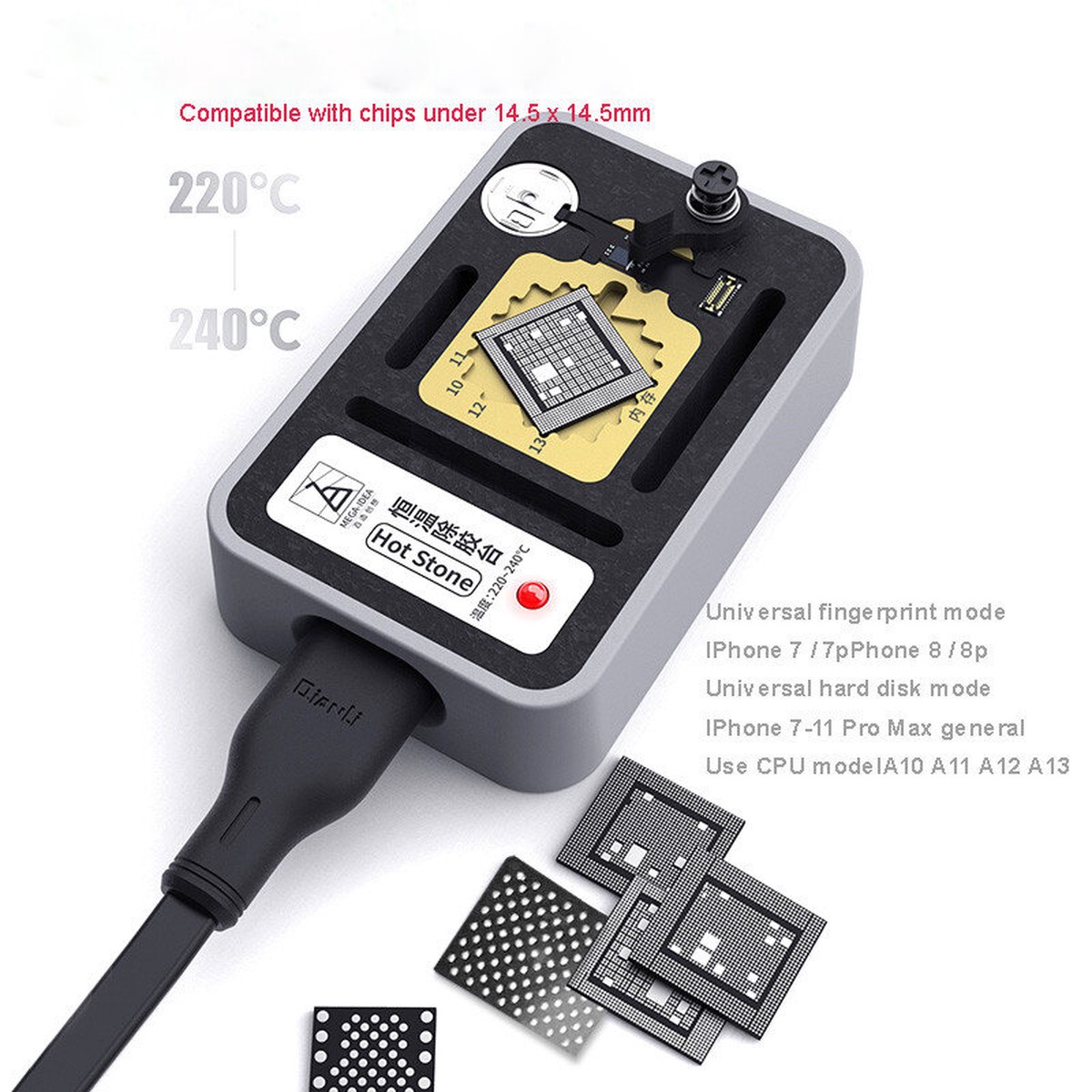QIANLI Hot Stone Device for iPhone 7-11 Pro Max 8211 Chip Welding and Glue Removal