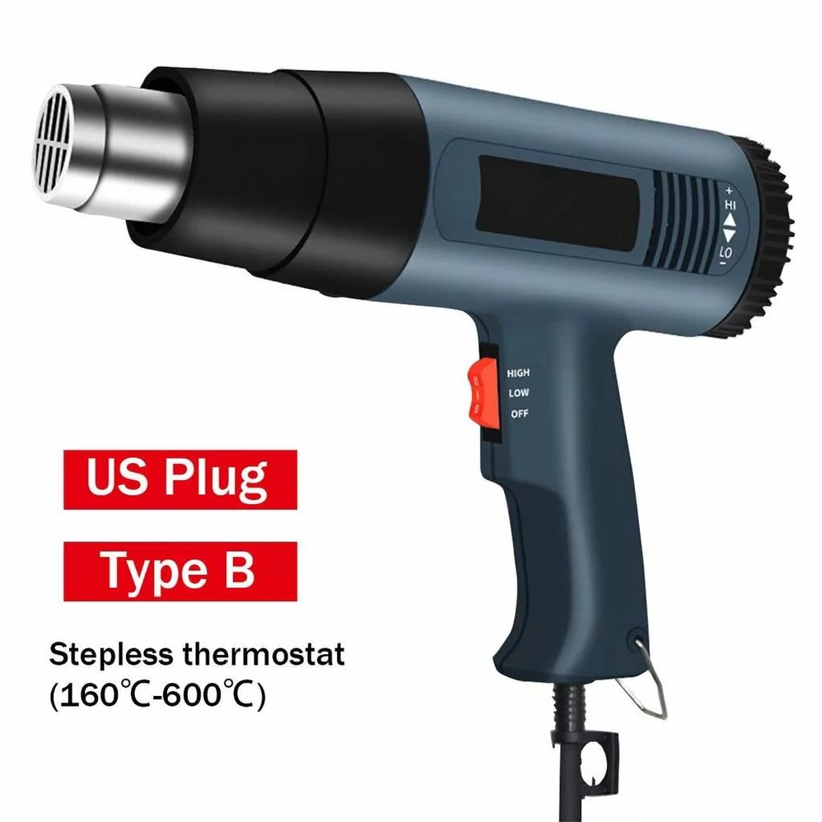 2000W Portable Electric Hot Air Gun with LCD Display and Thermoregulator