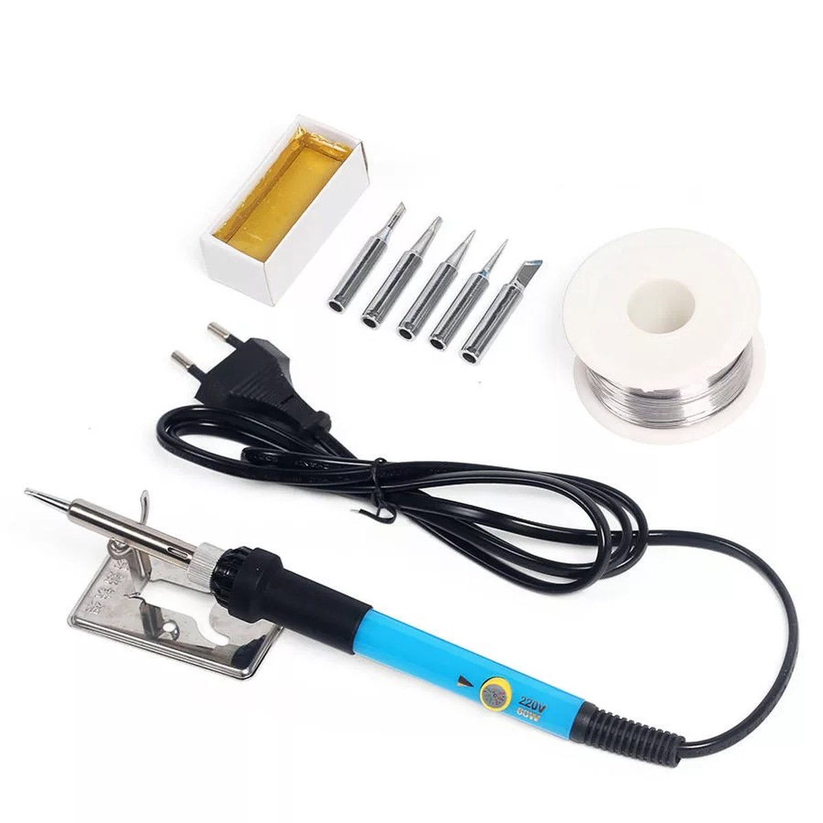 Adjustable Temperature Electric Solder Iron Kit with Stand 5 Tips 8211 HILDA 220V 60W EU Plug