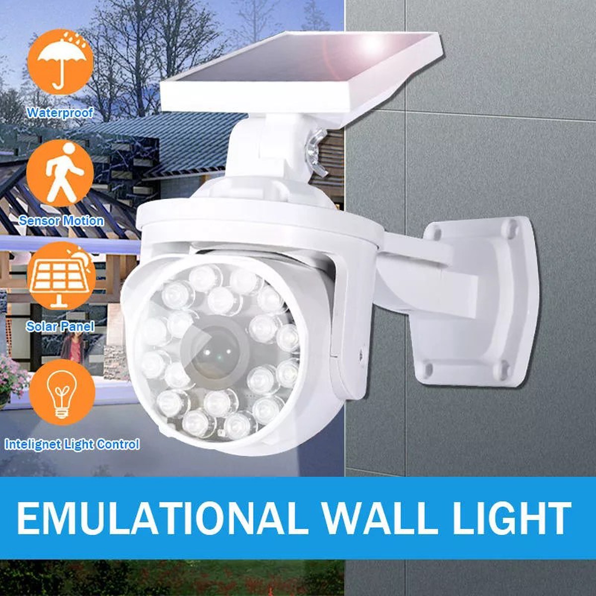 Outdoor Solar LED Wall Light with Dummy Camera 038 Motion Sensor