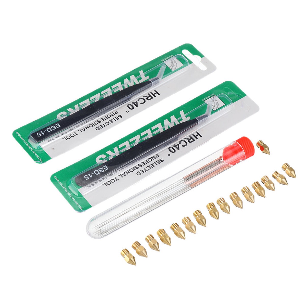 DIY 3D Printer Parts Kit Brass Nozzle Cleaning Needle 038 Tweezers