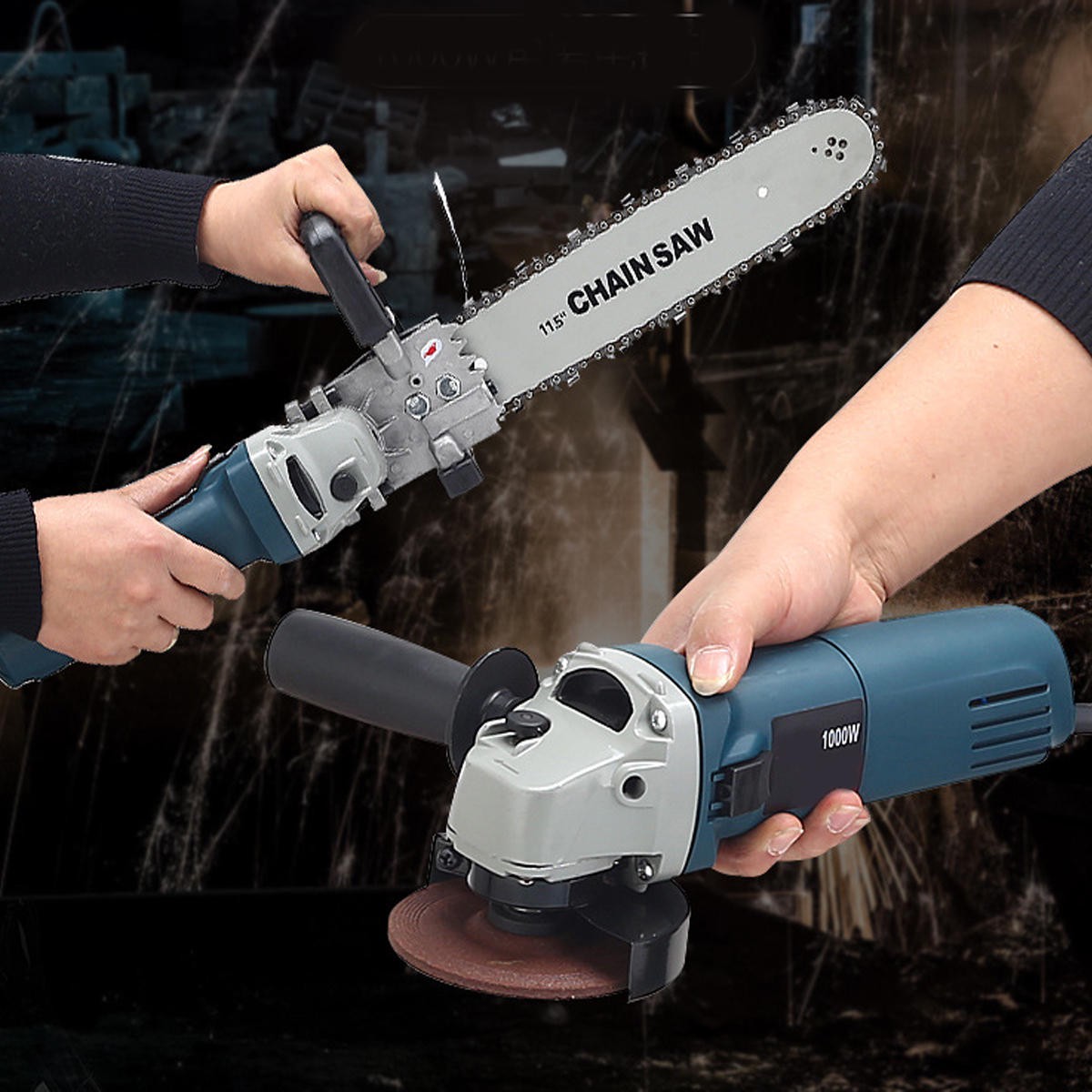 High-Speed 1000W Electric Angle Grinder with Chainsaw Bracket 8211 DIY Cutting Tools