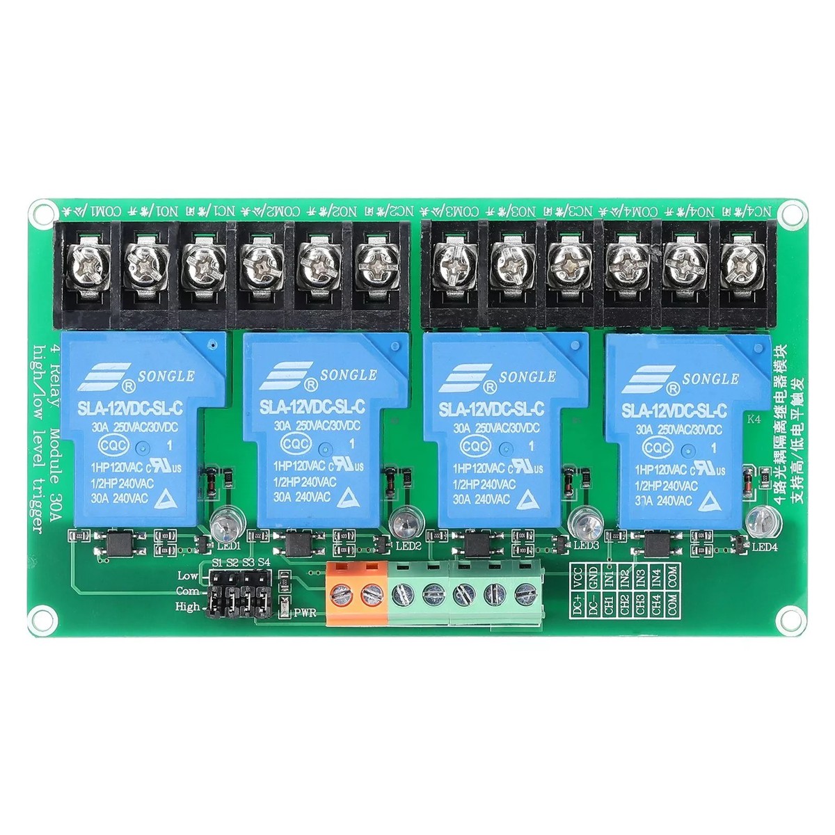 Optocoupler Isolated 4-Channel Relay Module HighLow Trigger Support 5V-24V