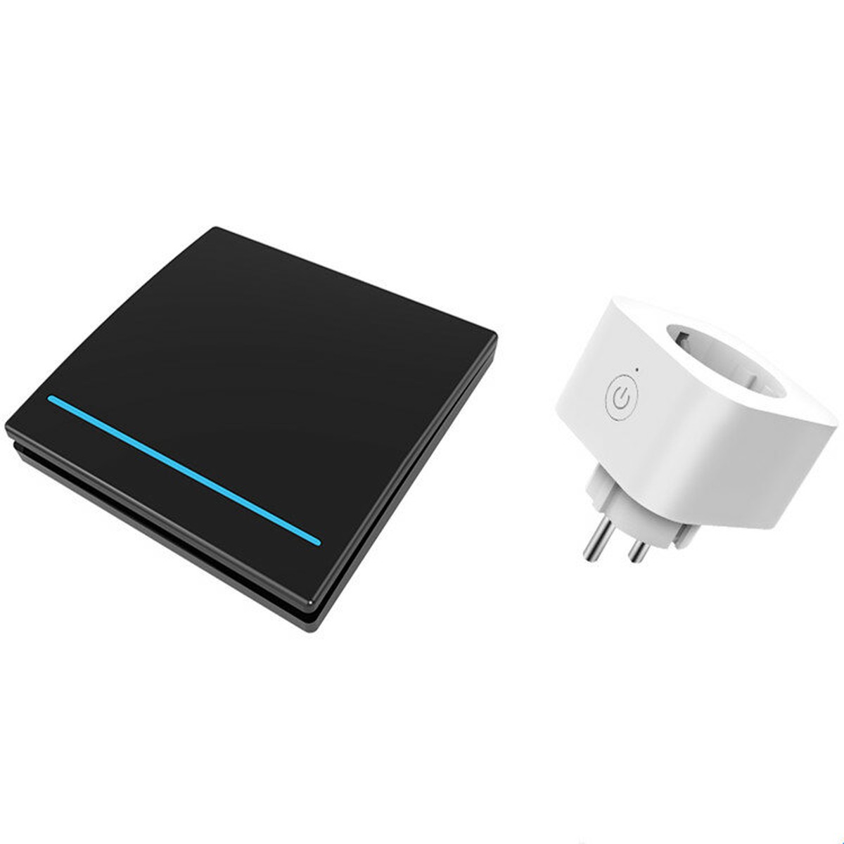 Smart EU Plug Wall Switch 2-in-1 Voice Control Compatible with Alexa and Google Assistant