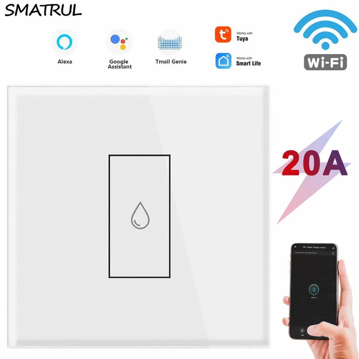 SMATRUL Touch-Controlled WIFI Water Heater Switch with Tuya APP Timing