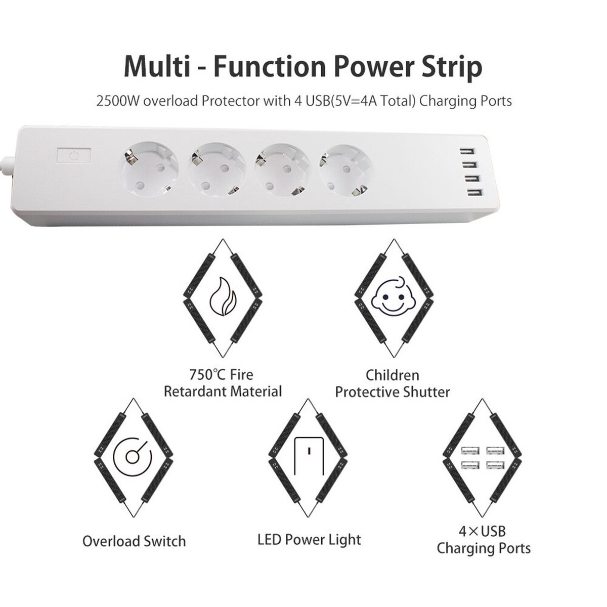 Wireless Tuya Smart Power Socket Voice-Controlled Alexa Compatible EU Standard