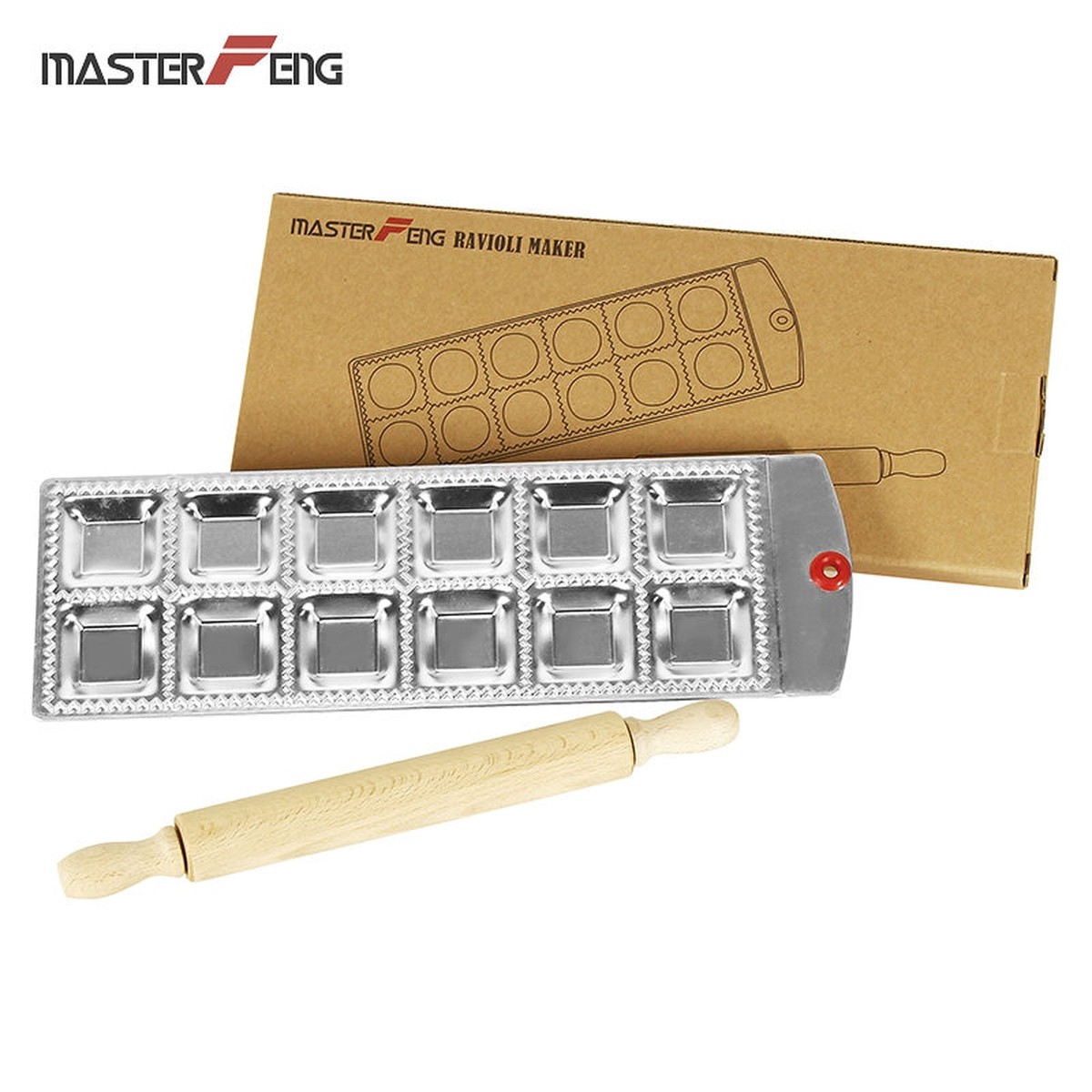 Premium Quality Ravioli Maker Mold Kit with Durable Rolling Pin