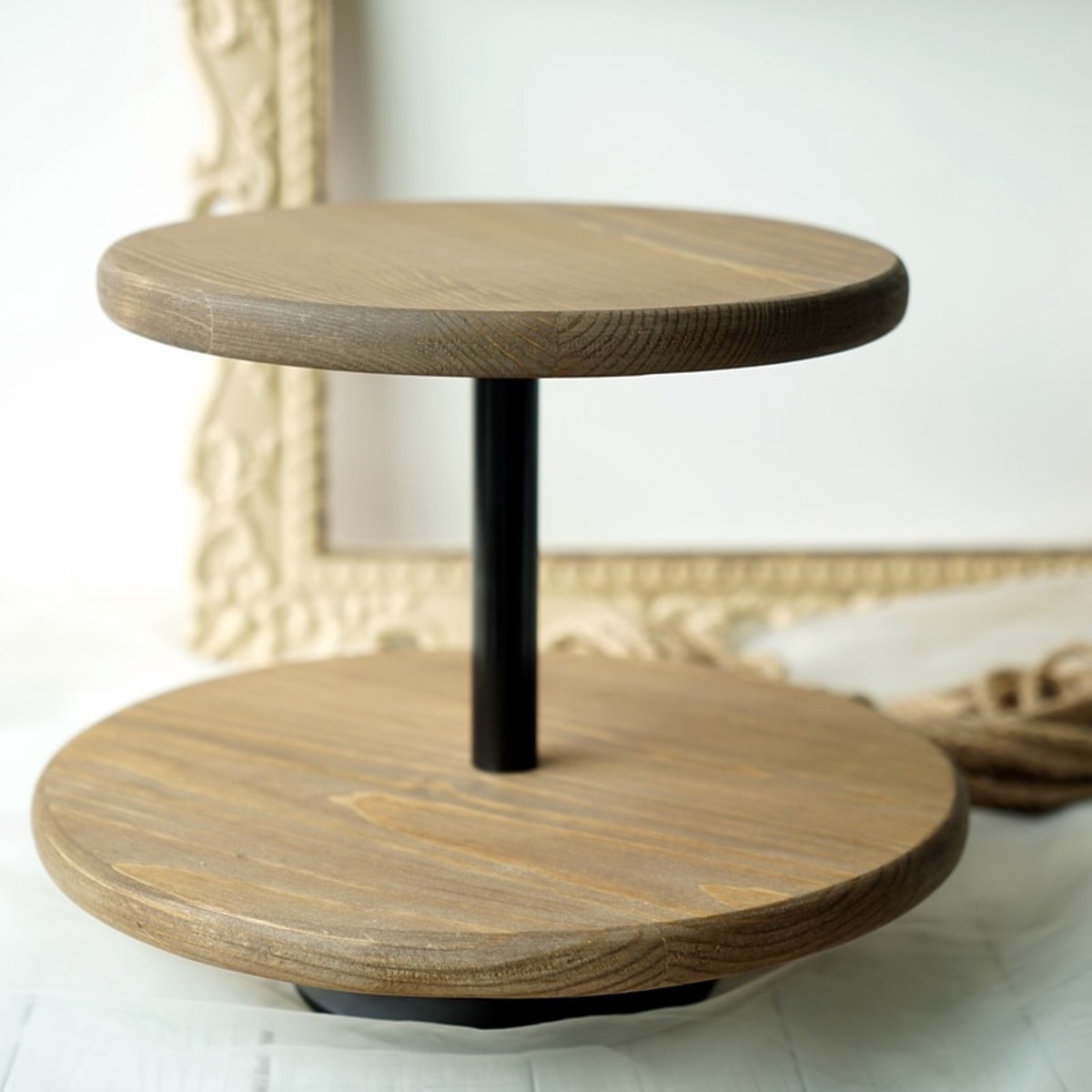 2-Tier Wooden Cupcake Stand Stylish and Durable Display for Parties and Events