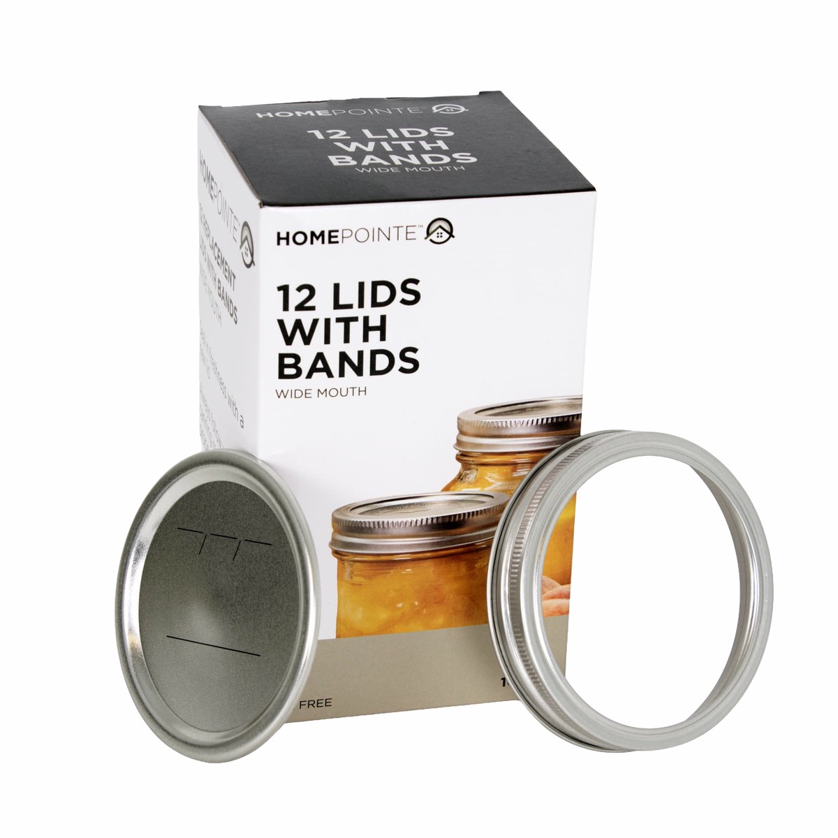 Homepointe Canning Jar Lids Bands - Wide Mouth 12Lids12Bands