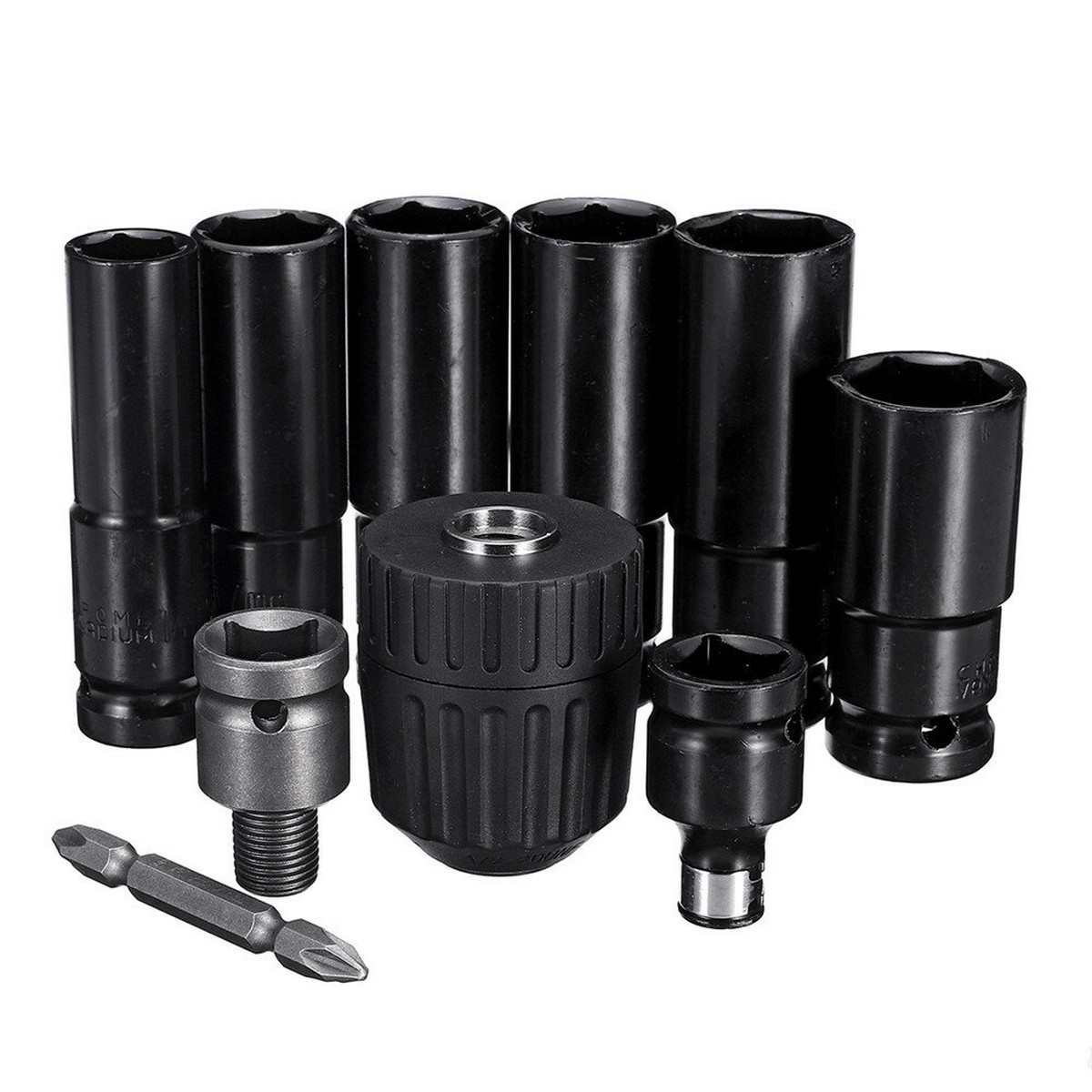 10-Piece Air Impact Socket Wrench Set with 12 Inch Square Drive Adapter