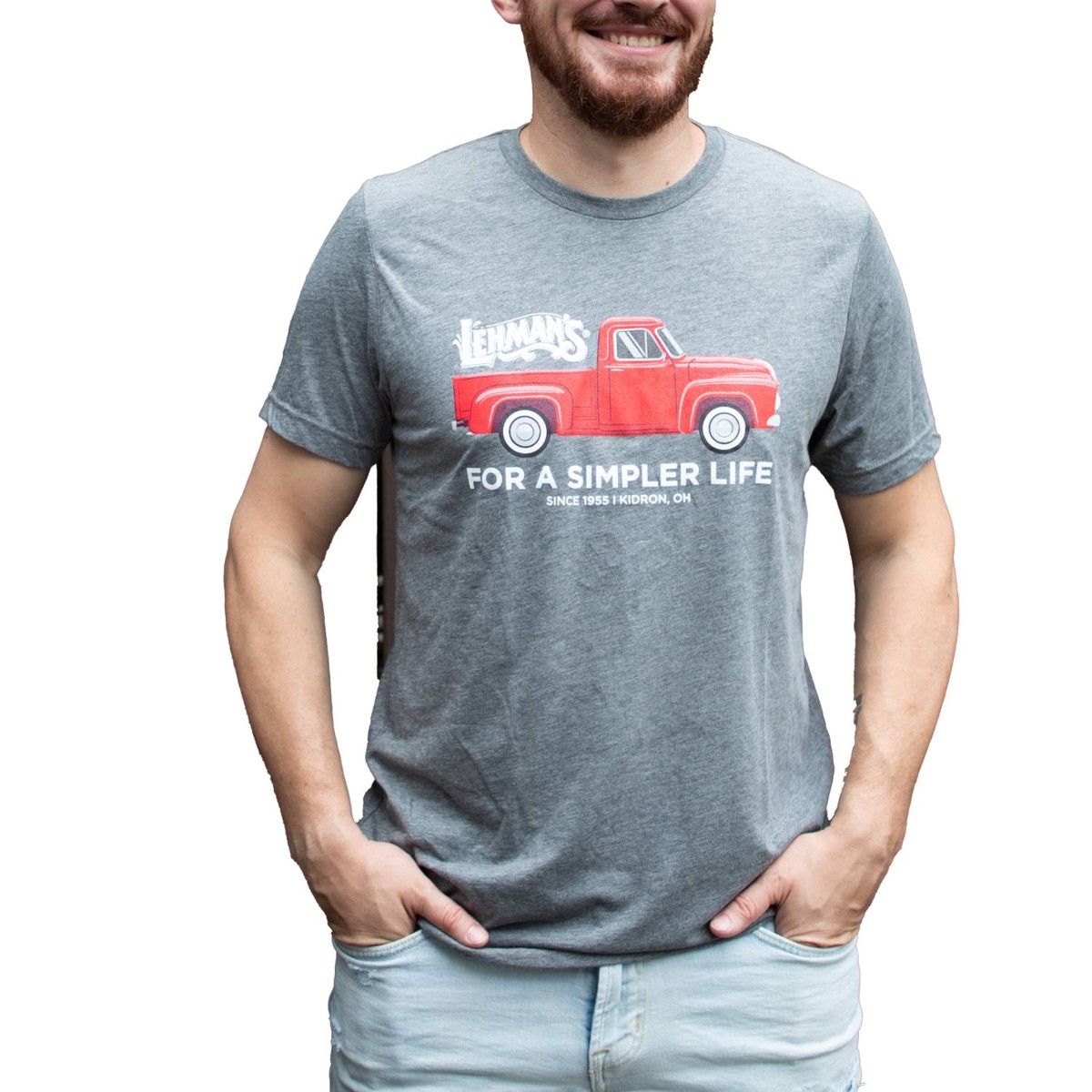 LehmanS Red Truck T-Shirt (Adult) LightGrayGray2Xl