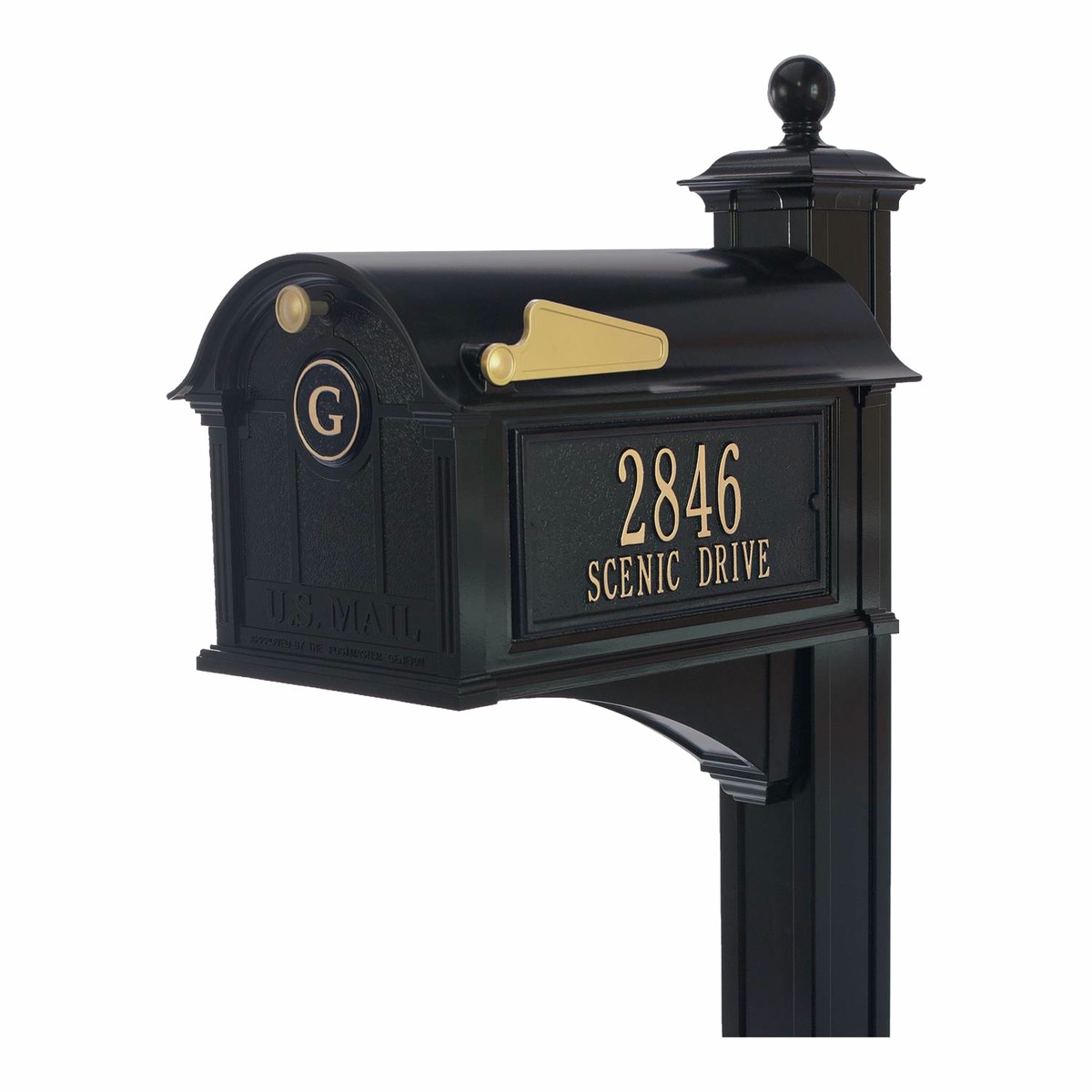 Whitehall Monogram Balmoral Mailbox - BlackGold