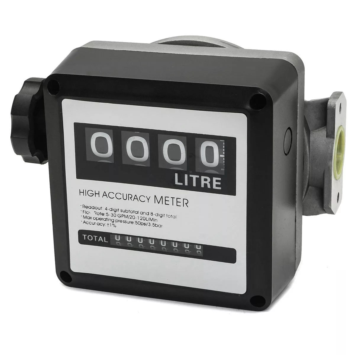 Digital Diesel Fuel Flow Meter with 4-Digit Display 20-120LMin