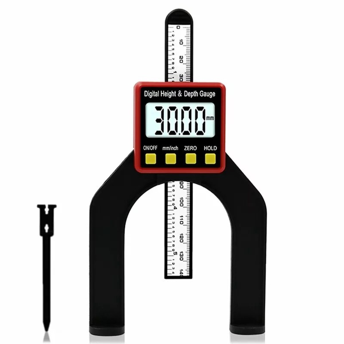 Precision Digital LCD Depth Gauge for Woodworking with Altimeter and Ruler
