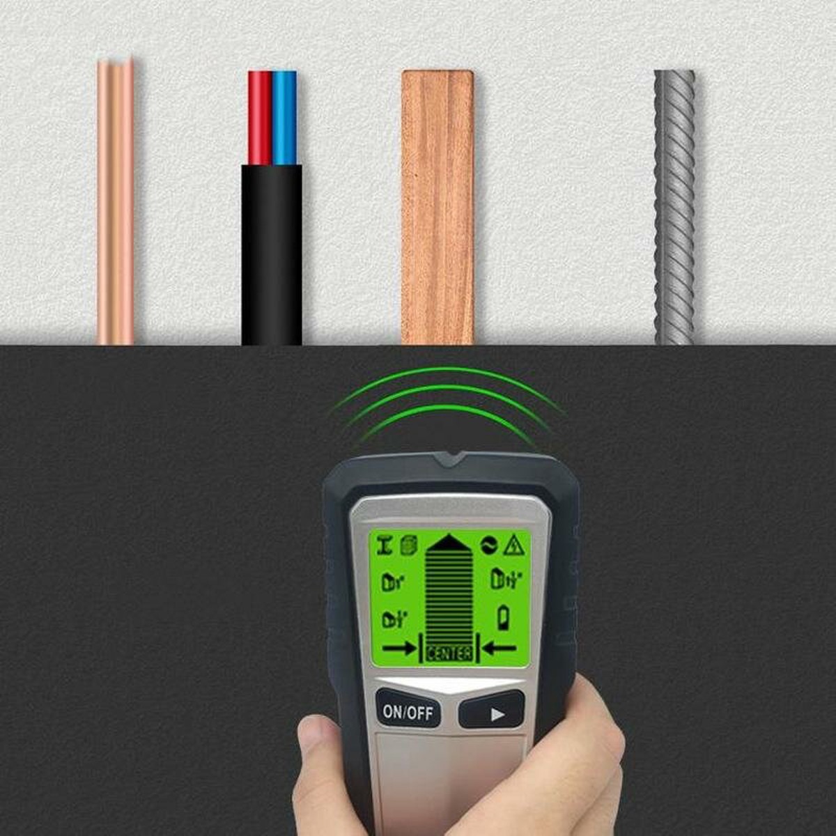 TH430 Multi-Function Metal Detector Detects Metal Wood Studs Live Wires