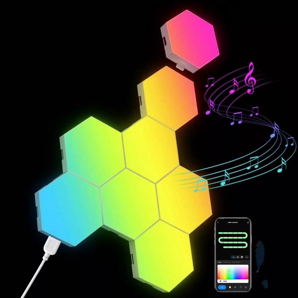Voice and WiFi Controlled Hexagonal DIY Quantum Atmosphere Gaming Wall Lamp