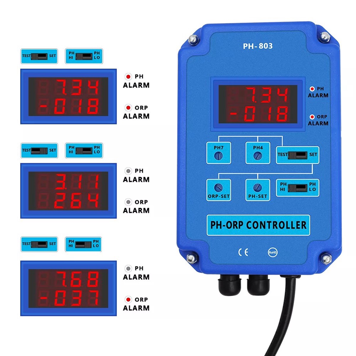 2-in-1 Digital PH and ORP Water Quality Monitor with Replaceable BNC Probe