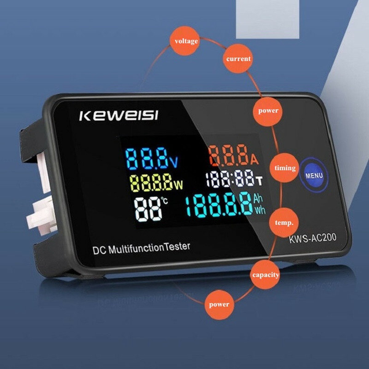 Digital LCD Wattmeter with Voltmeter Ammeter and Power Meter Indicator
