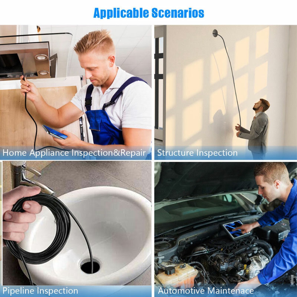 Waterproof Flexible USB Borescope Inspection Camera for Android and PC