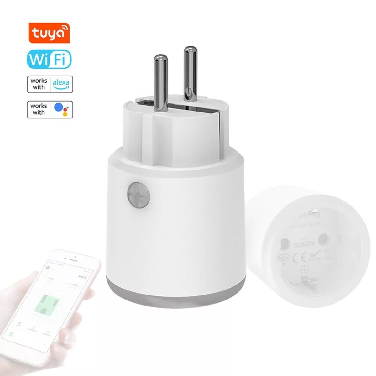 16A Smart WiFi Power Plug Alexa and Google Home Compatible with App Control Support for Home Automation