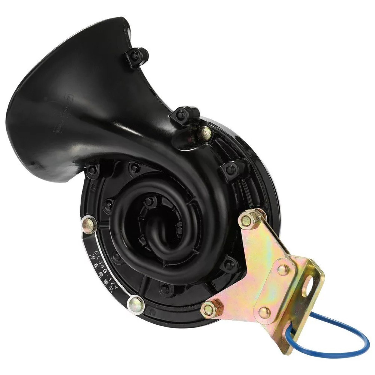 12V Black Electric Snail Horn 8211 High-Volume Raging Sound for Vehicles