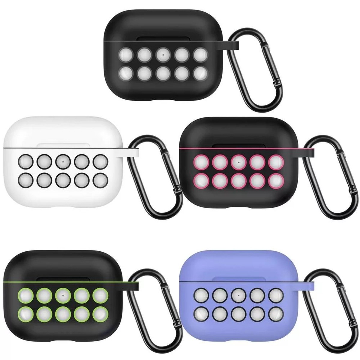 2019 Apple AirPods Pro Luxury Silicone Case with Keychain Shockproof and Dirtproof