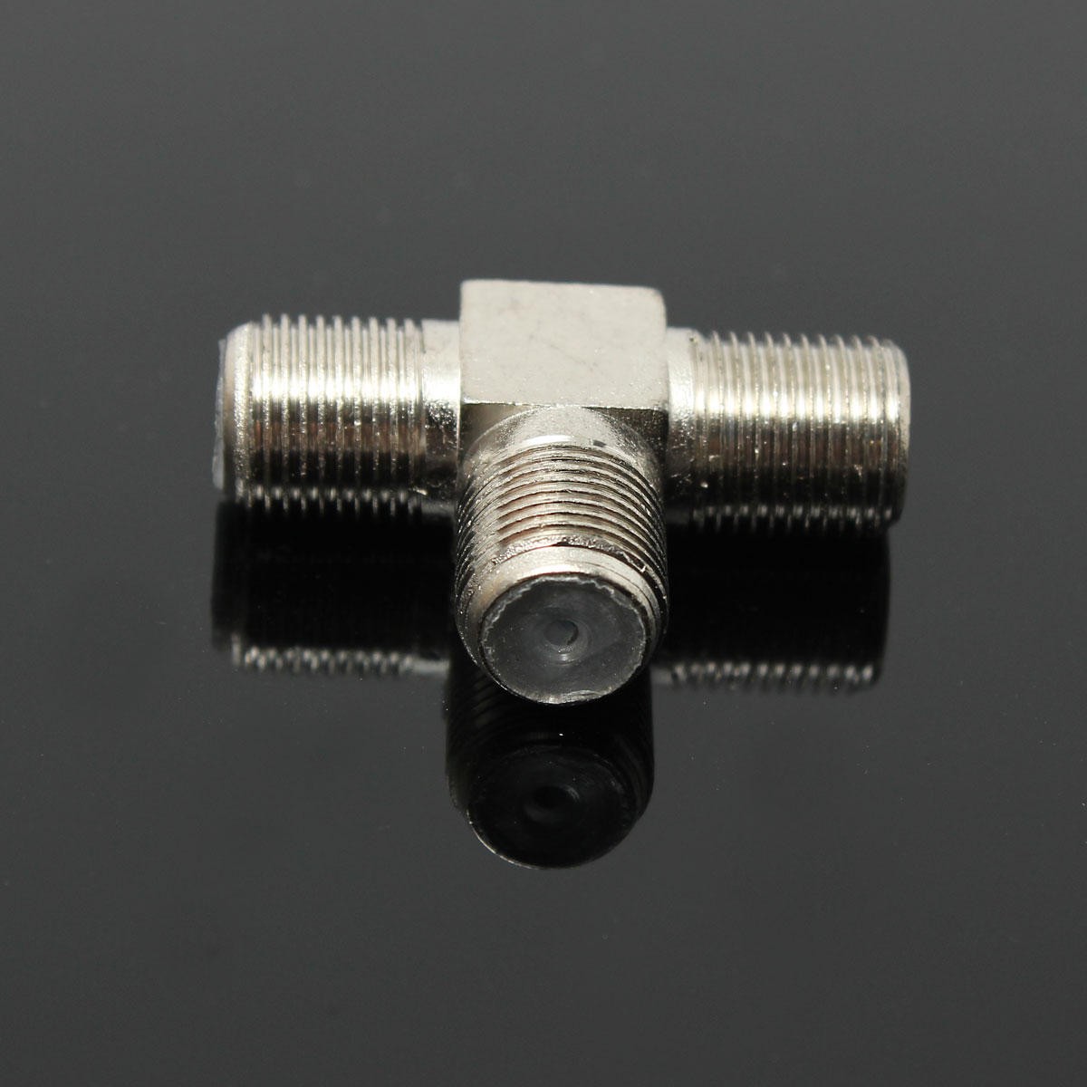 10-Piece Silver F Socket T Splitter Adaptor Set for Cable TV and Aerial Freeview