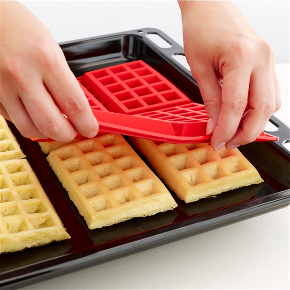 2-Piece Non-Stick Silicone Waffle Mold for Easy Baking