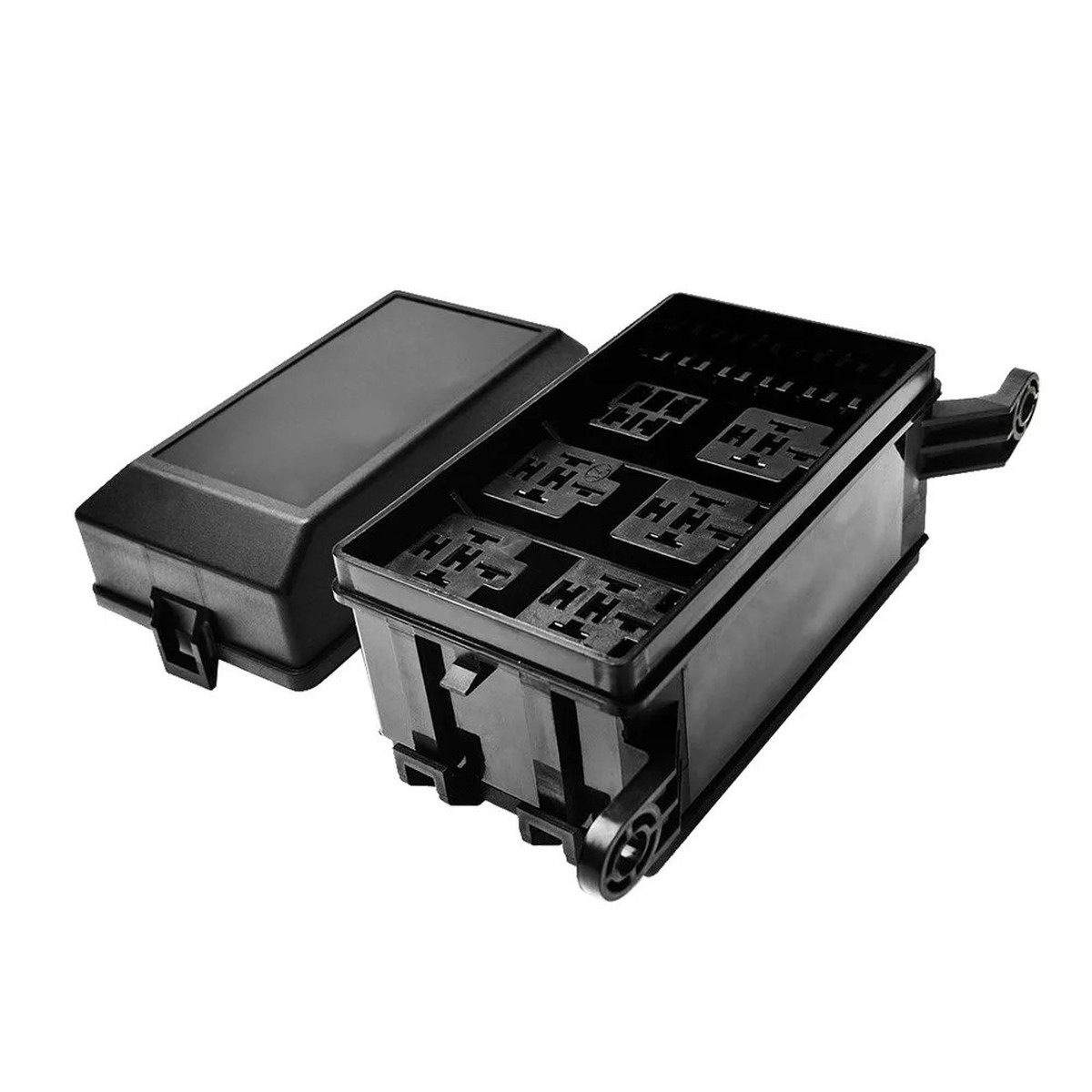 12-Slot Universal Relay Box with 6 Relays and Fuses for Automotive and Marine Use