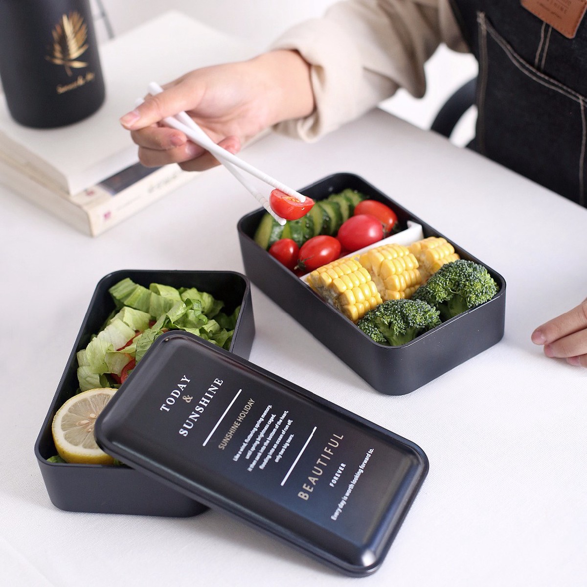 2-Layer Microwavable Lunch Box 8211 Food Storage Container
