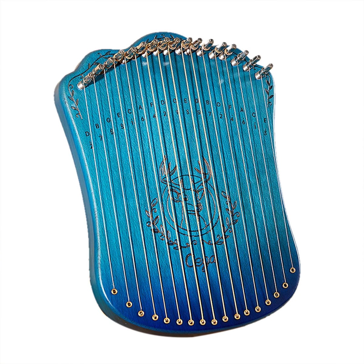 17-String Portable Lyre Harp Made from Solid Beech Wood