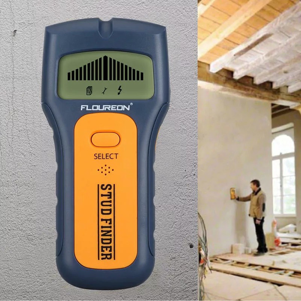3-In-1 Stud Metal Wood Detector AC Voltage Wall Scanner with LCD Display